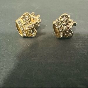 Juicy Couture: Gold Crown Studs, with Cubic Zirconia, and Tiara backings.